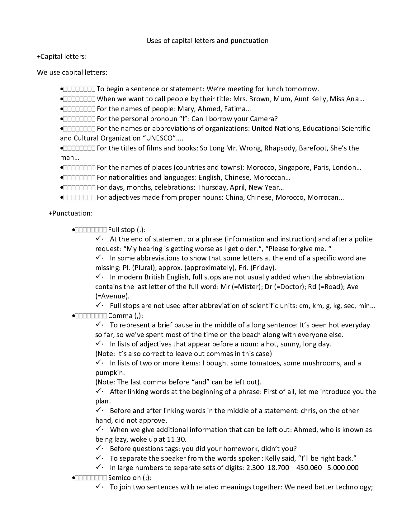 Uses Of Capital Letters And Punctuation AlloSchool