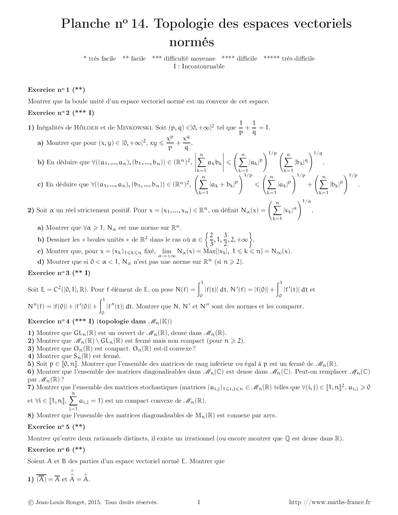 Exercices Topologie Des Espaces Vectoriels Normés - AlloSchool