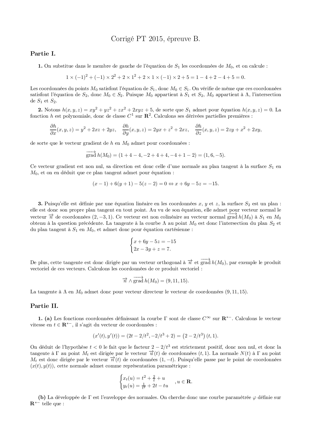 Banque PT 2015 Maths B Corrigé - AlloSchool