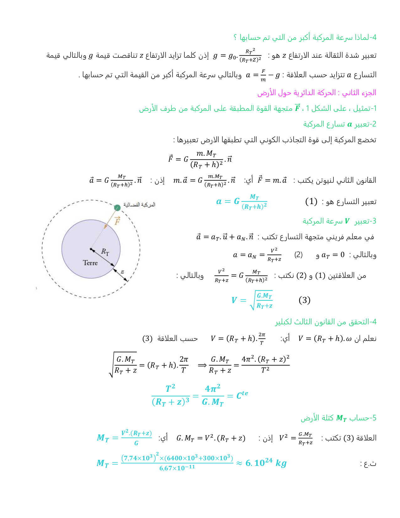 حل تمارين الاقمار الصناعيه