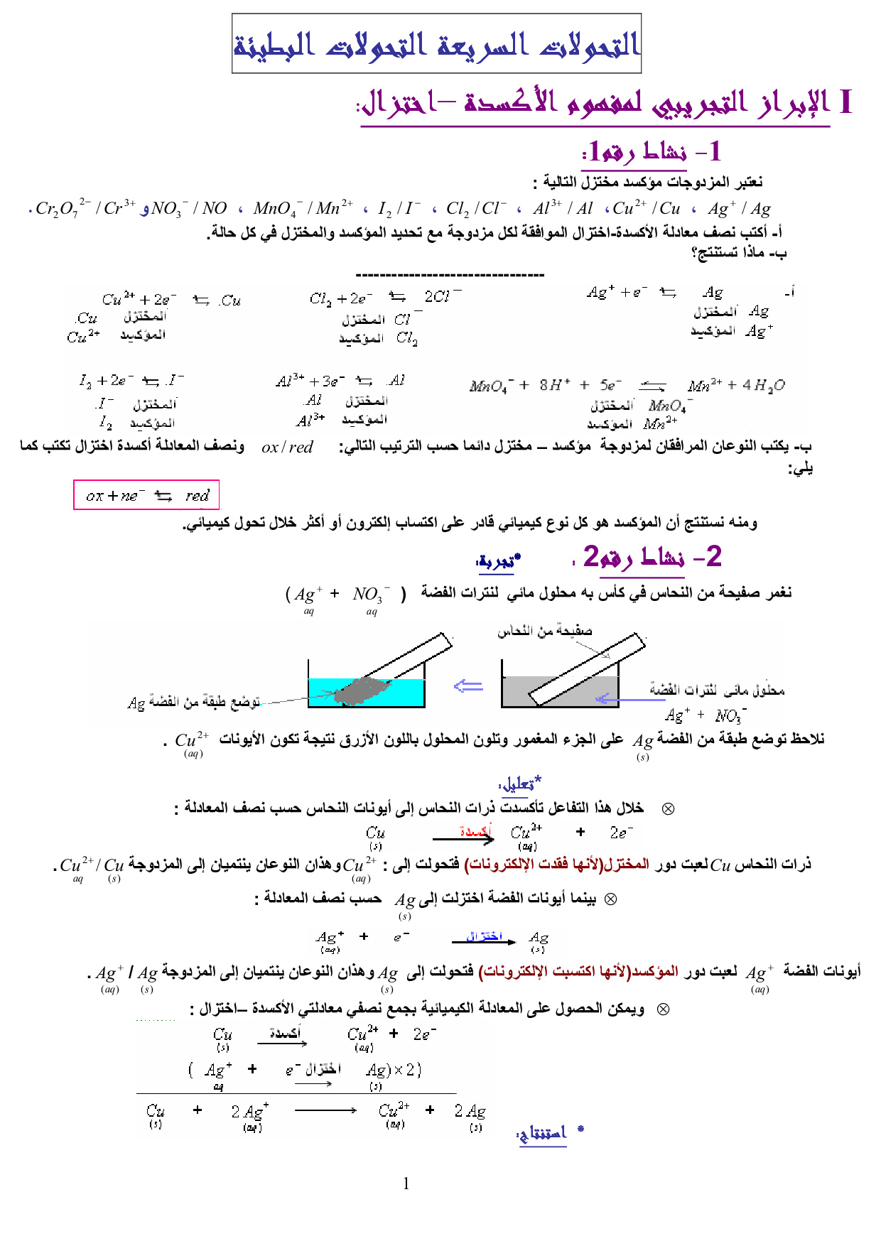 التحولات السريعة والتحولات البطيئة - الدرس 6 ثالثة ثانوي 0001-big