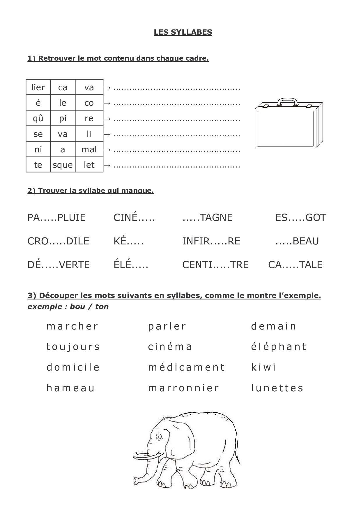 Les Syllabes - Exercices 1 - AlloSchool