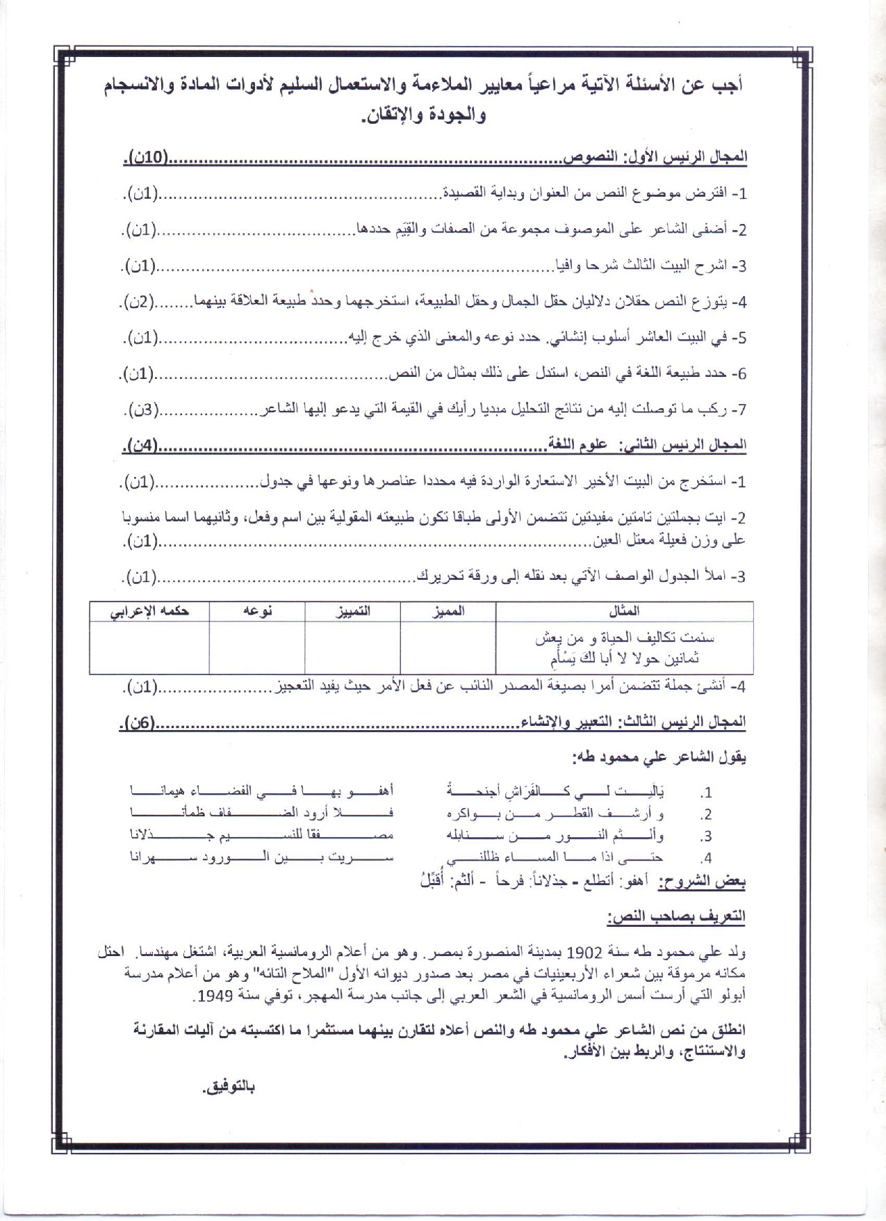 الفرض 2 نموذج 1 اللغة العربية أولى باك الدورة الثانية Alloschool 8423