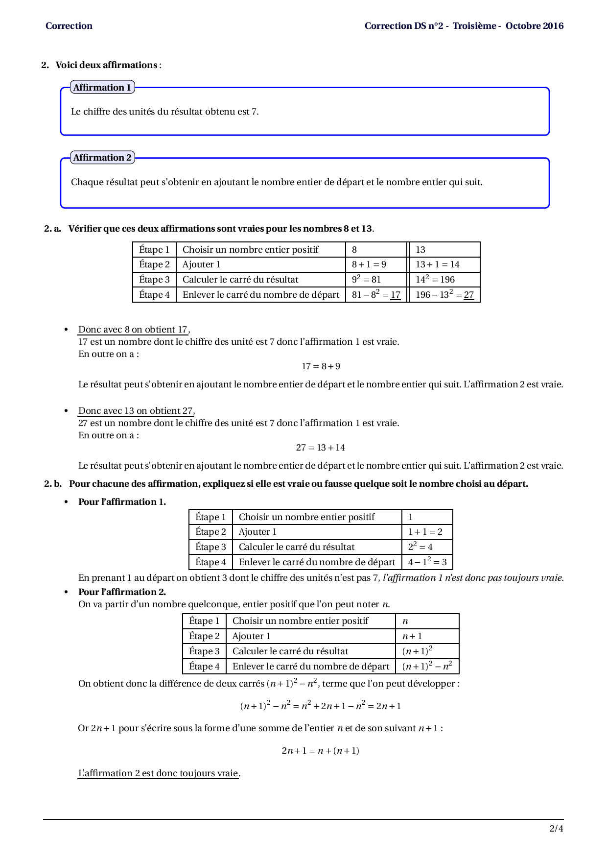 Corrigé Devoir 2 - AlloSchool