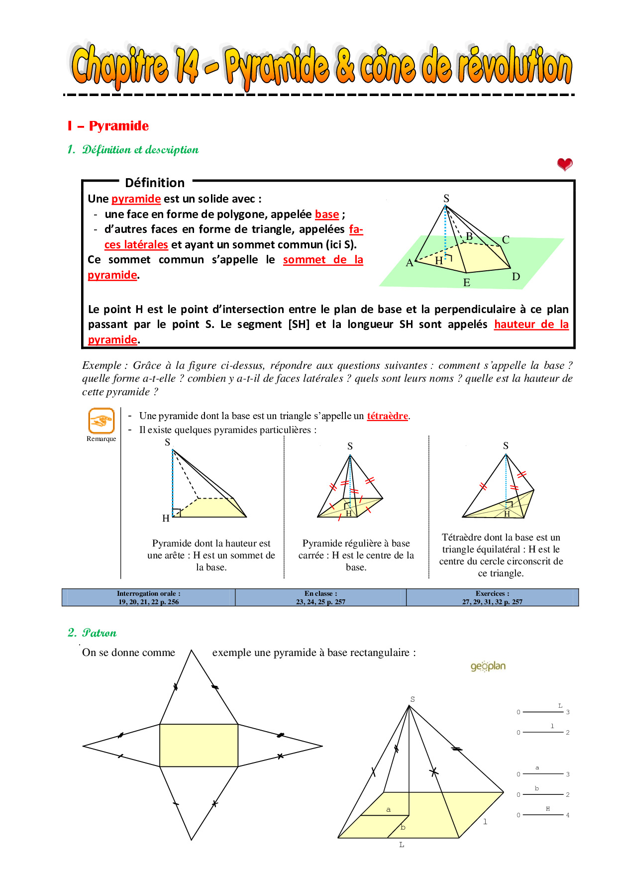 Pyramides Et Cônes De Révolution Cours Alloschool