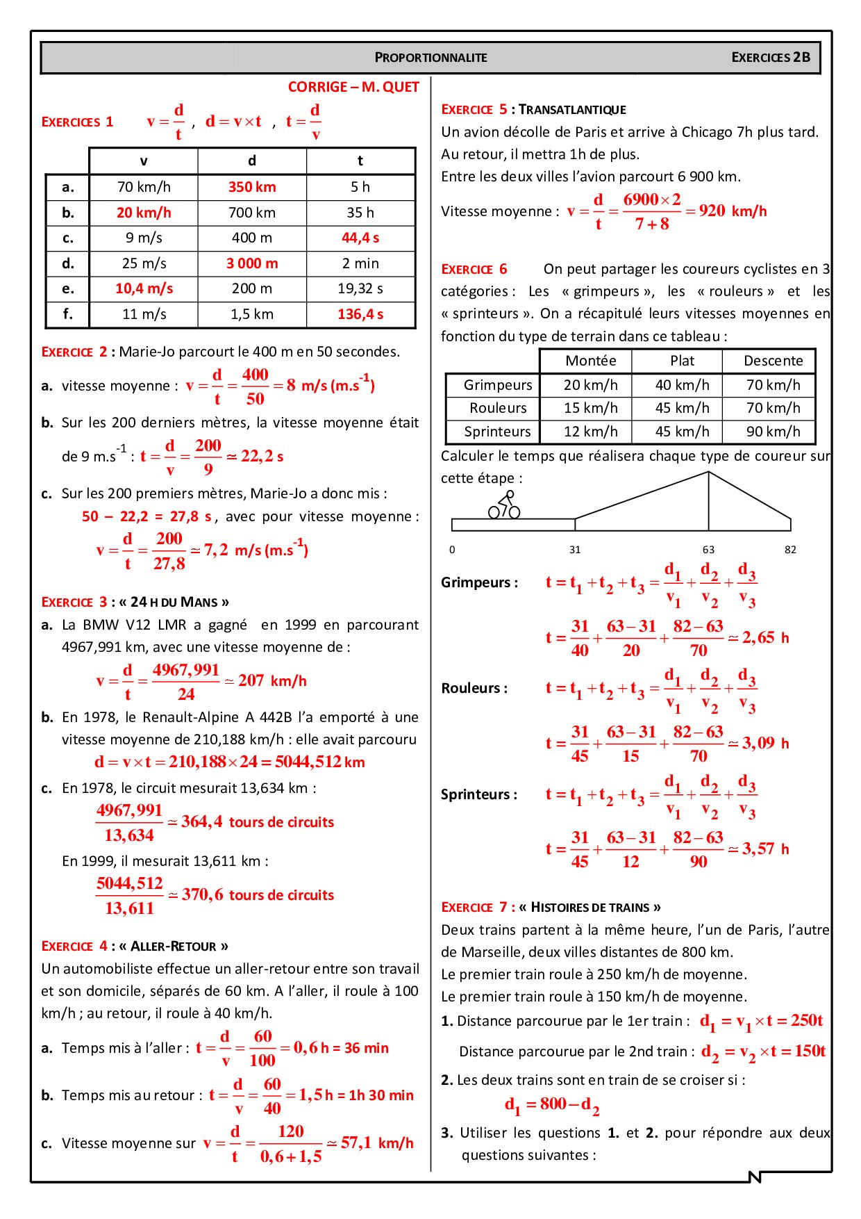 Vitesse Moyenne - Corrigés D'exercices 2 - AlloSchool