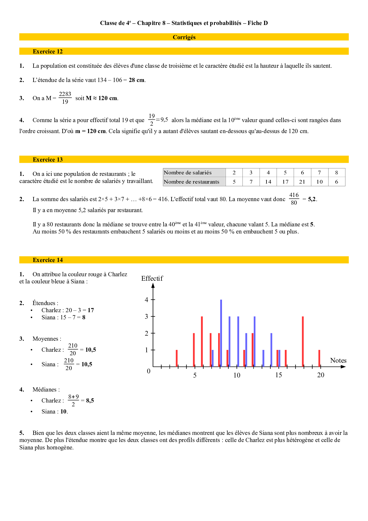 Statistiques Et Probabilités - Corrigés D'exercices - AlloSchool