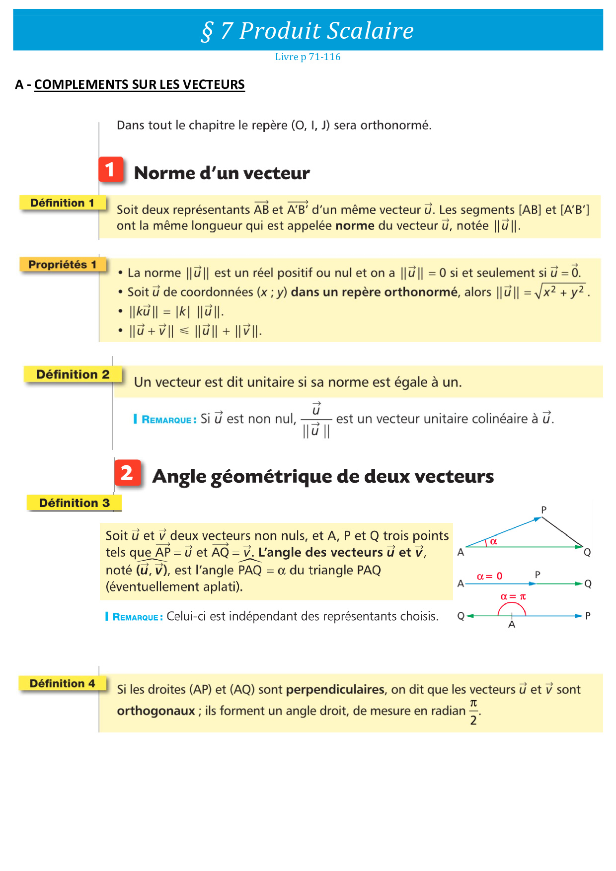 Le Produit Scalaire - Résumé De Cours Et Exercices - AlloSchool