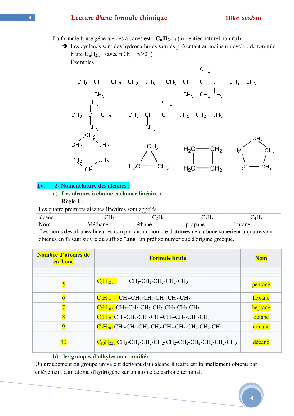 Molécules Organiques Et Squelettes Carbonés - Modification Du Squelette ...