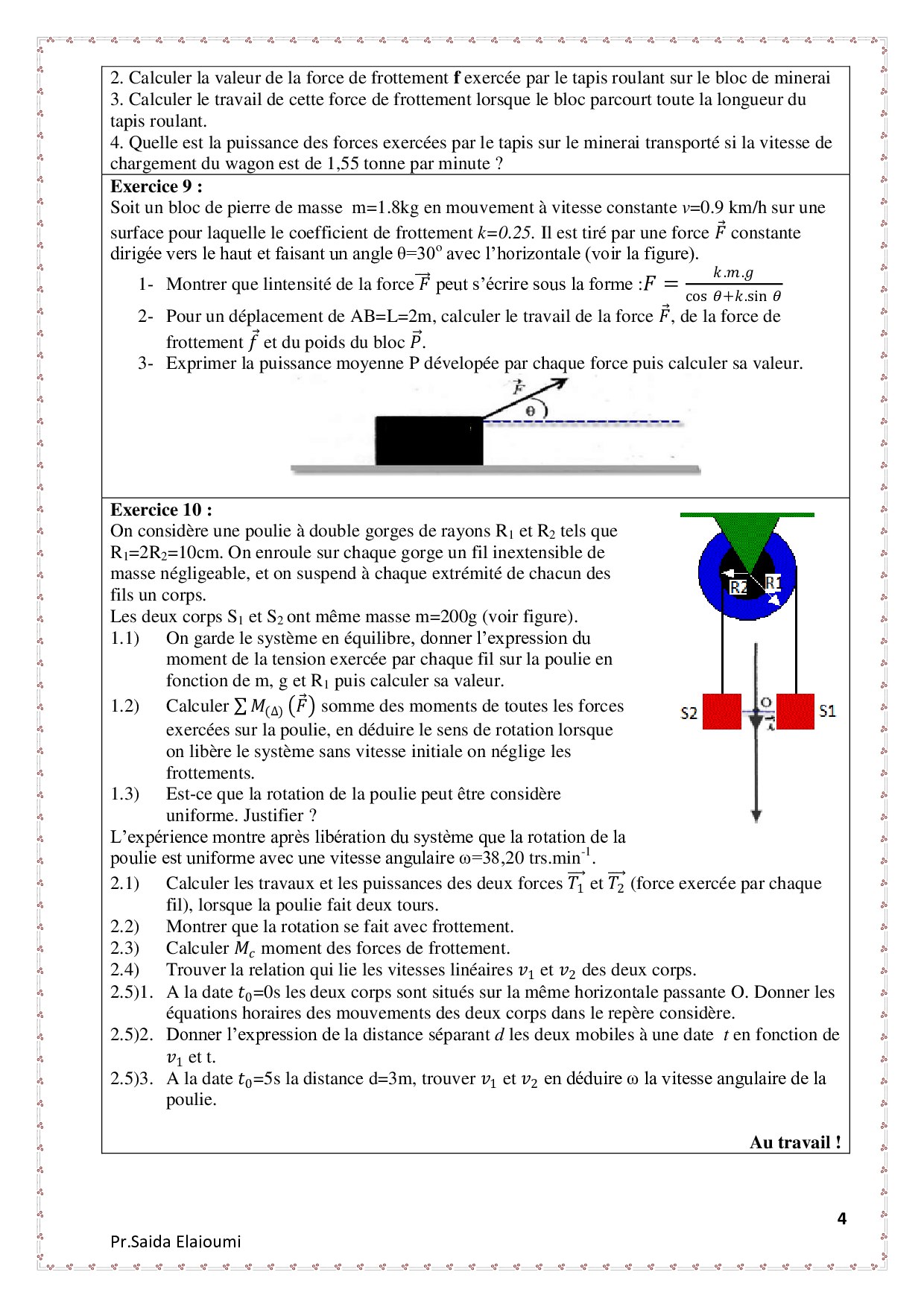 Travail Et Puissance D'une Force - Exercices Non Corrigés 3 - AlloSchool