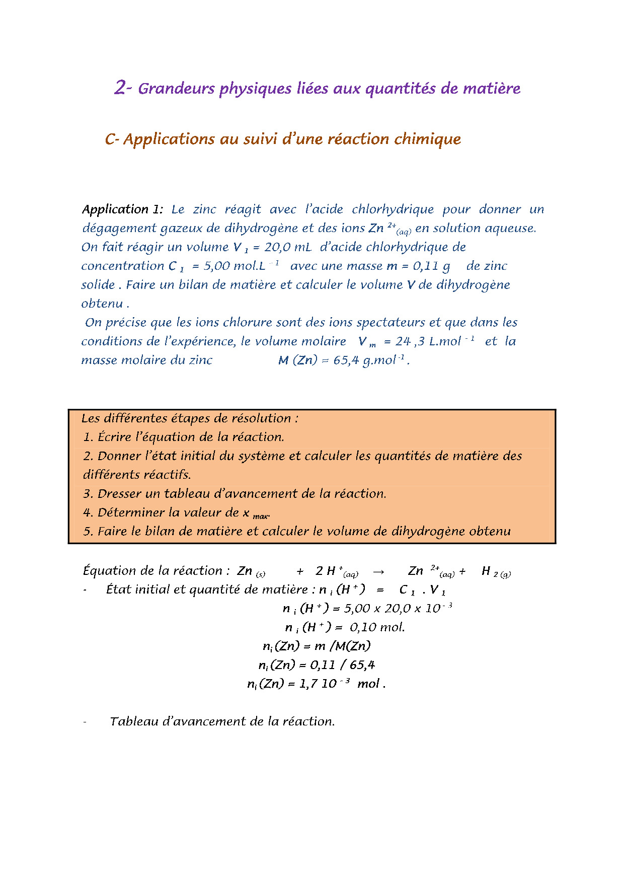 Suivi D'une Transformation Chimique - Exercices Corrigés 1 - AlloSchool