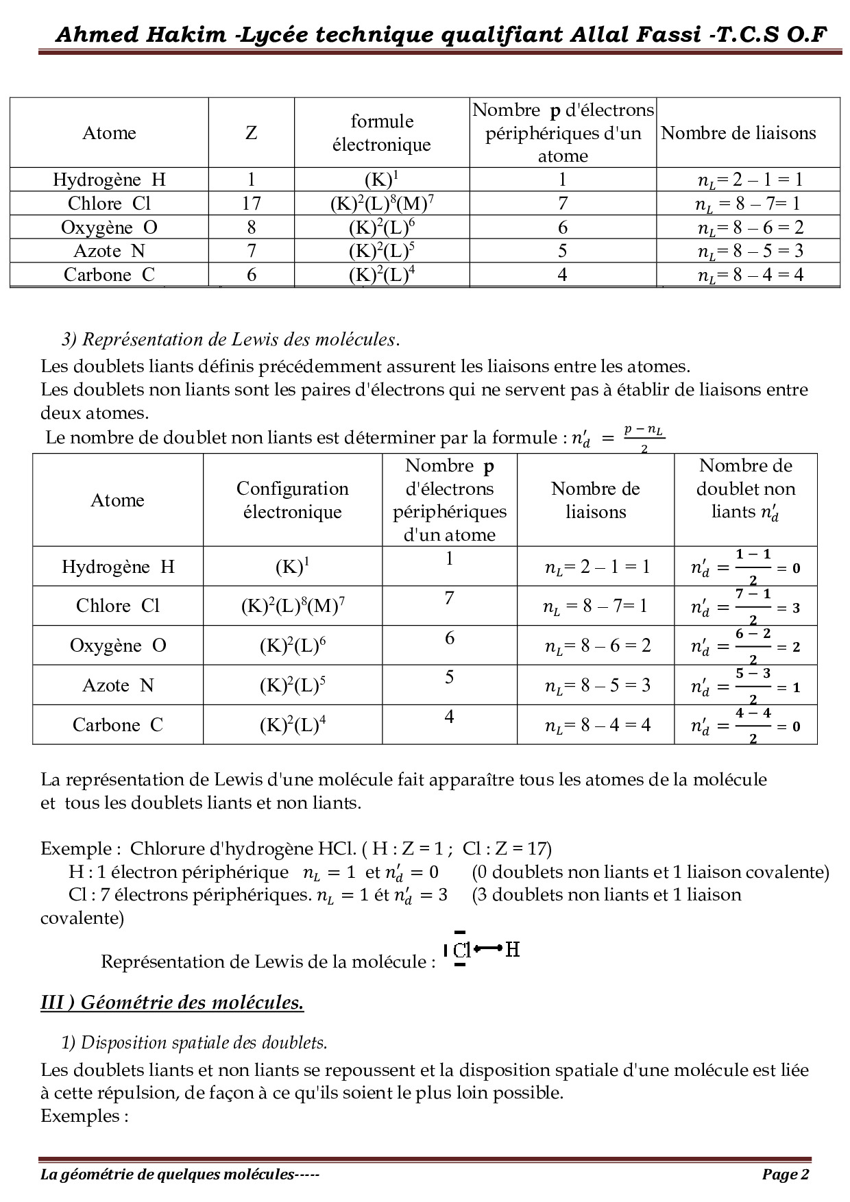 SOLUTION: Cours la geometrie de quelques molecules 1 - Studypool