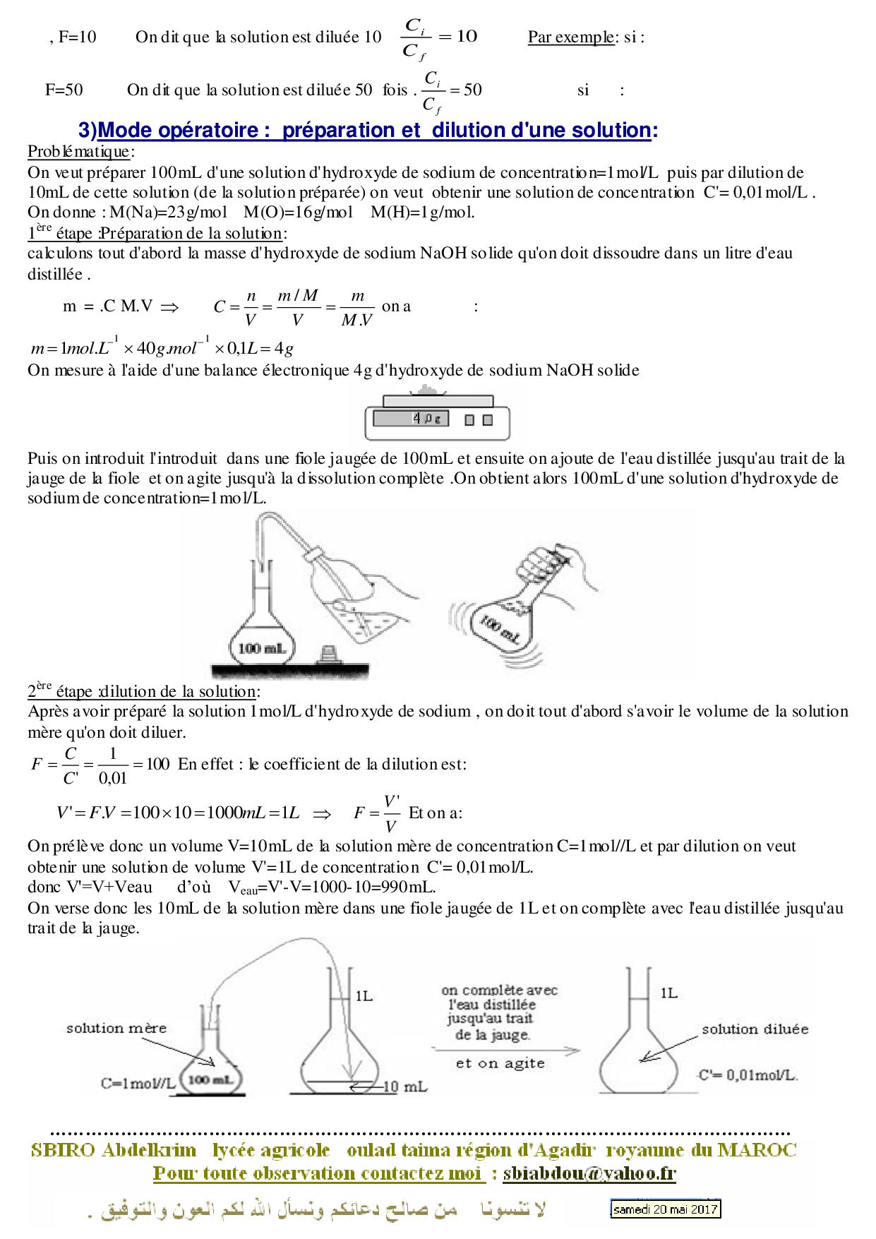 La Concentration Molaire - Résumé De Cours 2 - AlloSchool