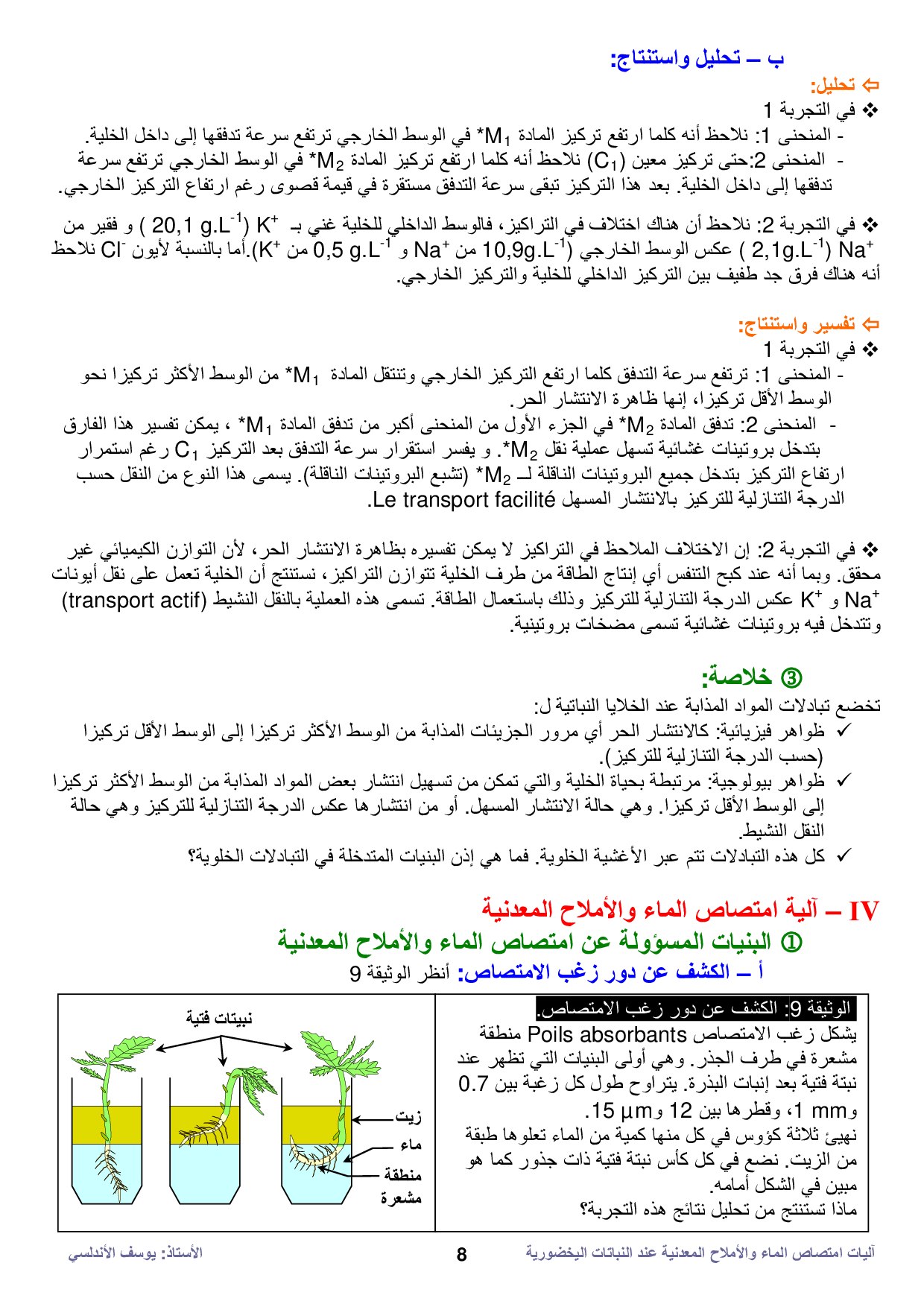 جزء النبات المسؤول عن امتصاص الماء والأملاح من التربة السيقان