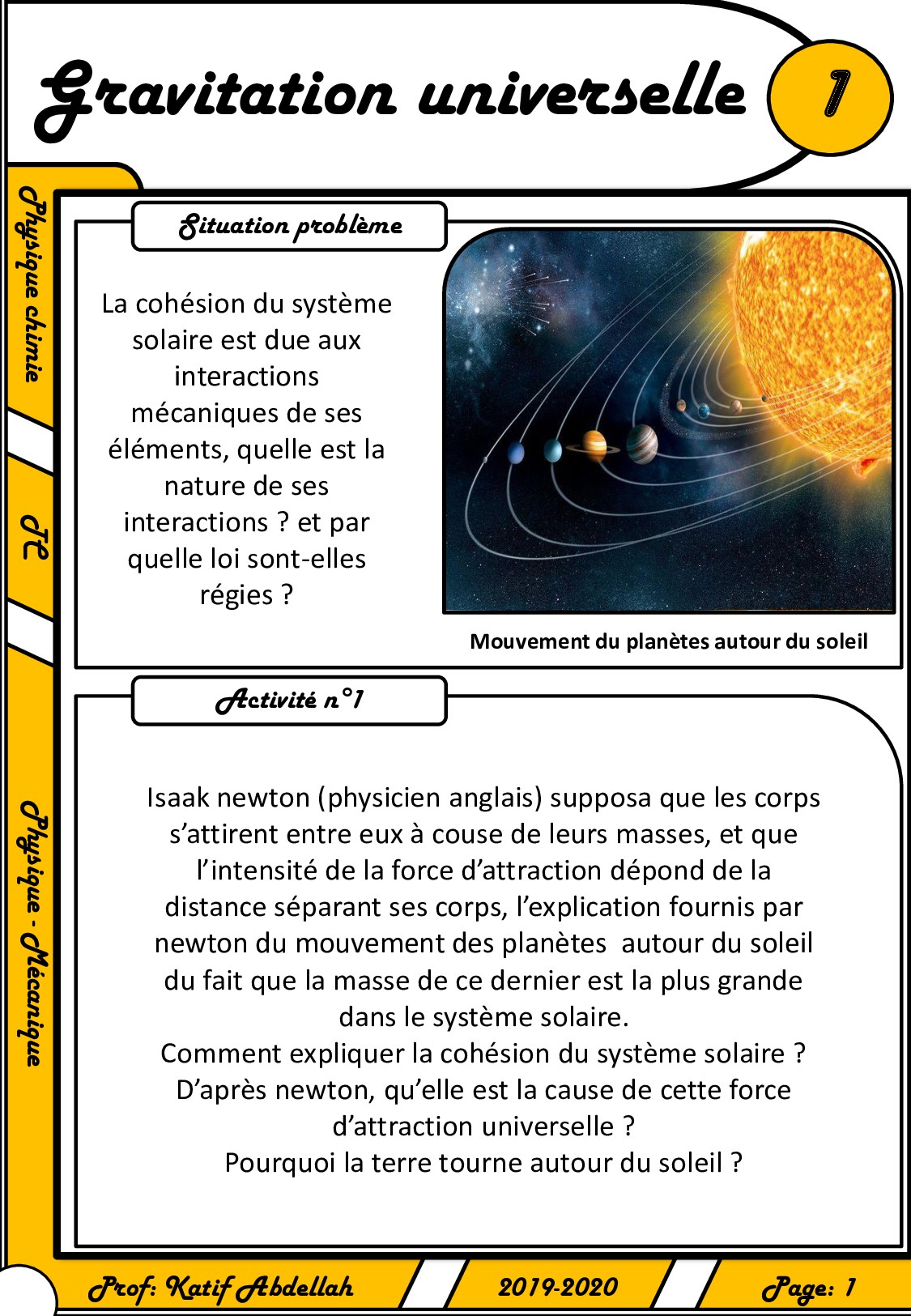 La Gravitation Universelle Cours 2 Alloschool 1687