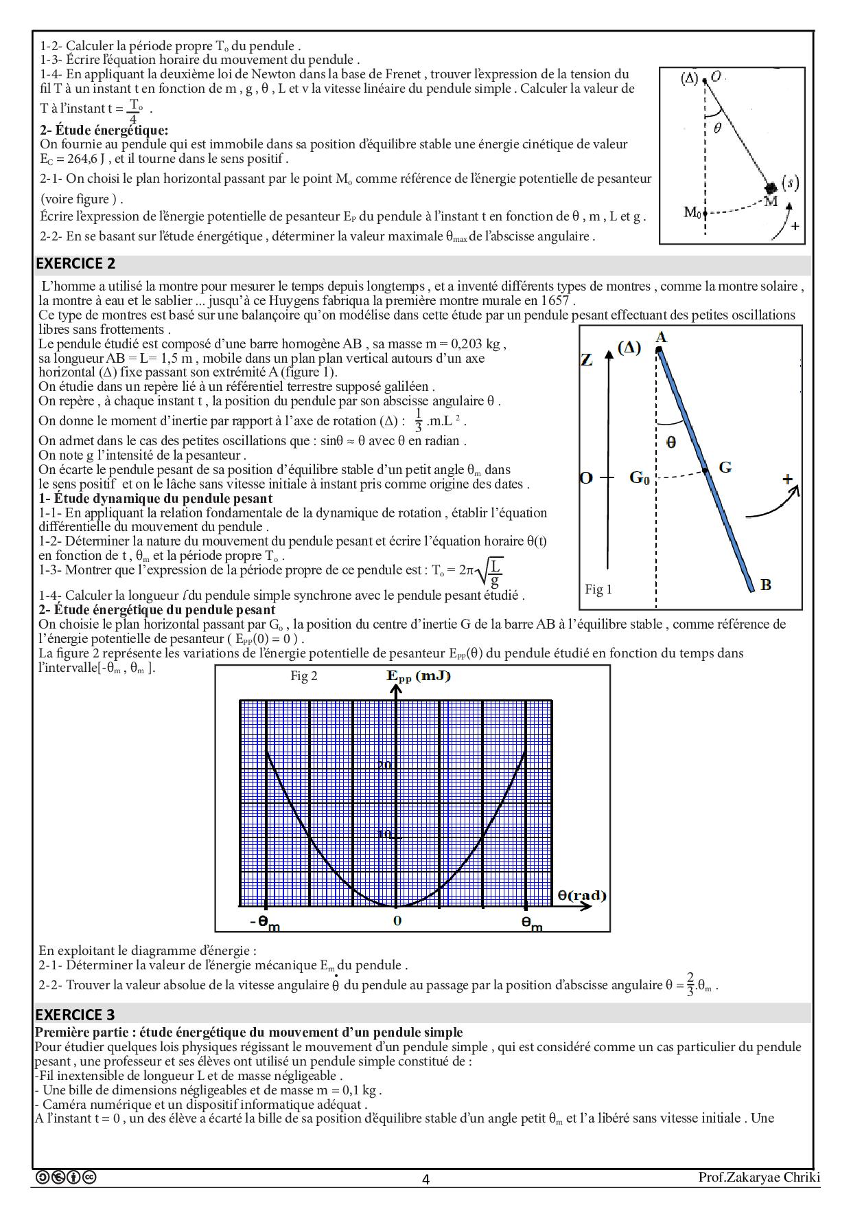 Pendule Pesant - Exercices Non Corrigés 1 - AlloSchool