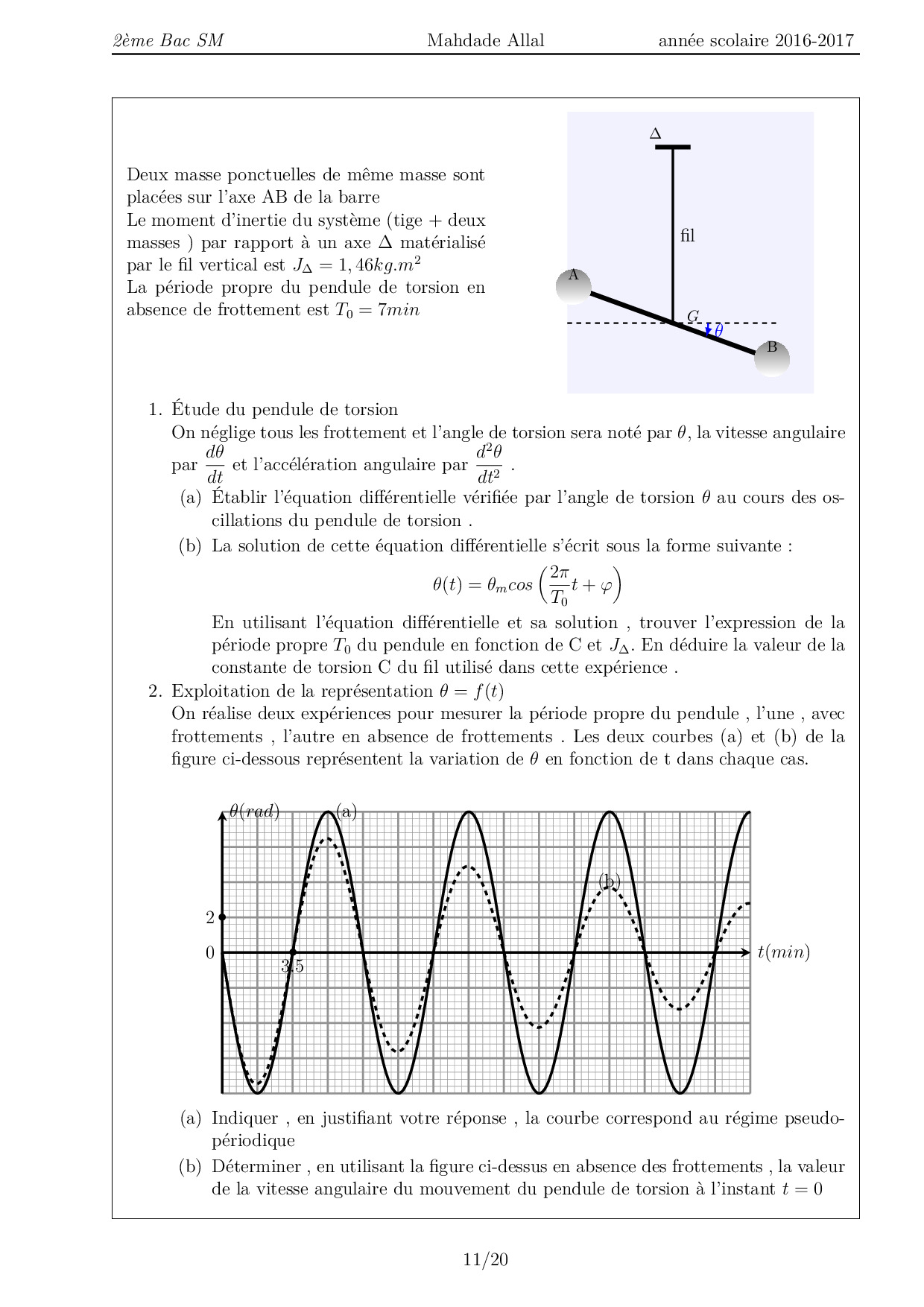Mécanique analytique, exercice 4 double pendule, 6 