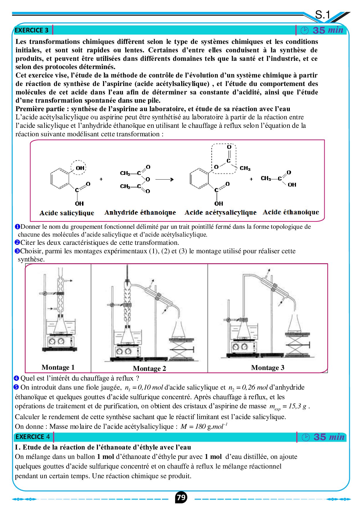 Réactions D'estérification Et D'hydrolyse - Exercices Non Corrigés 5 ...