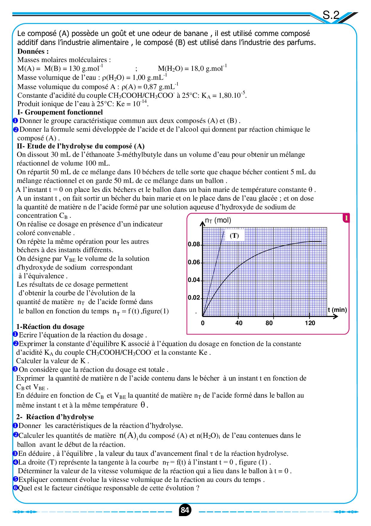 Réactions D'estérification Et D'hydrolyse - Exercices Non Corrigés 5 ...