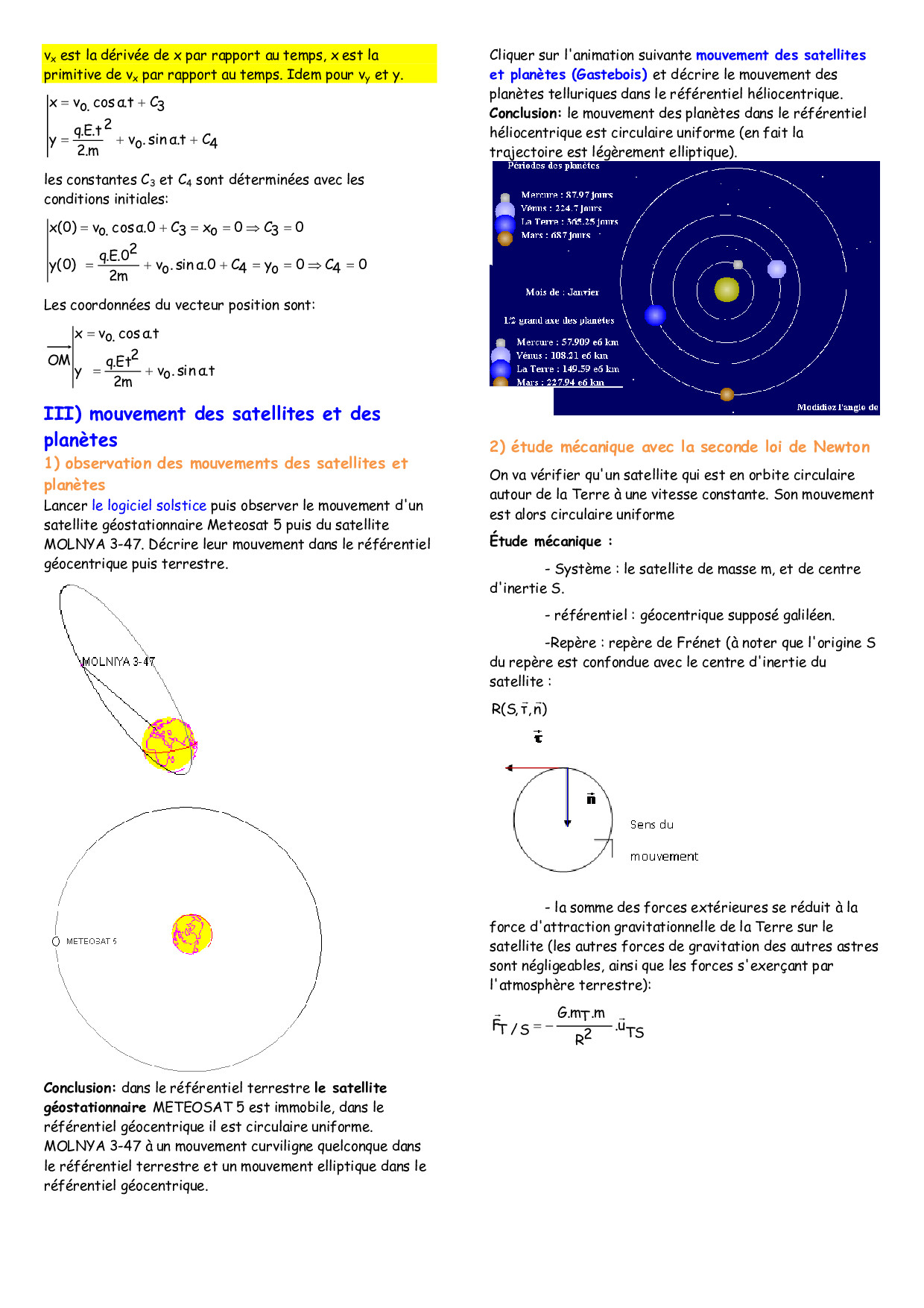 Application Des Lois De Newton Et Kepler - Cours 2 - AlloSchool