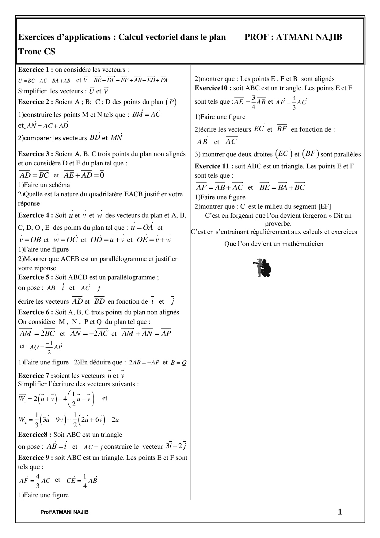 Calcul Vectoriel Dans Le Plan - Série D'exercices 2 - AlloSchool