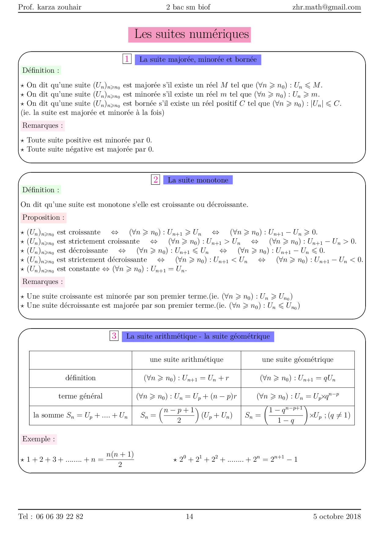 Suites Numériques Résumé De Cours 1 Alloschool 0854