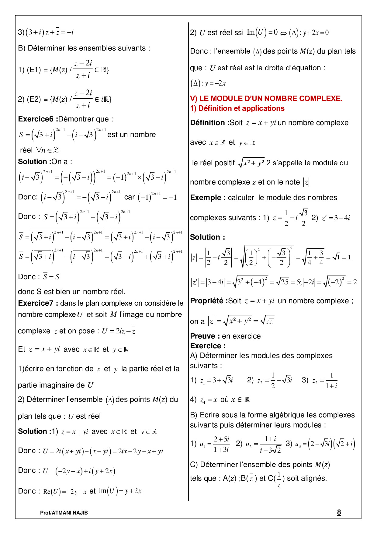 Nombres Complexes 1 - Cours Et Exercices Corrigés - AlloSchool