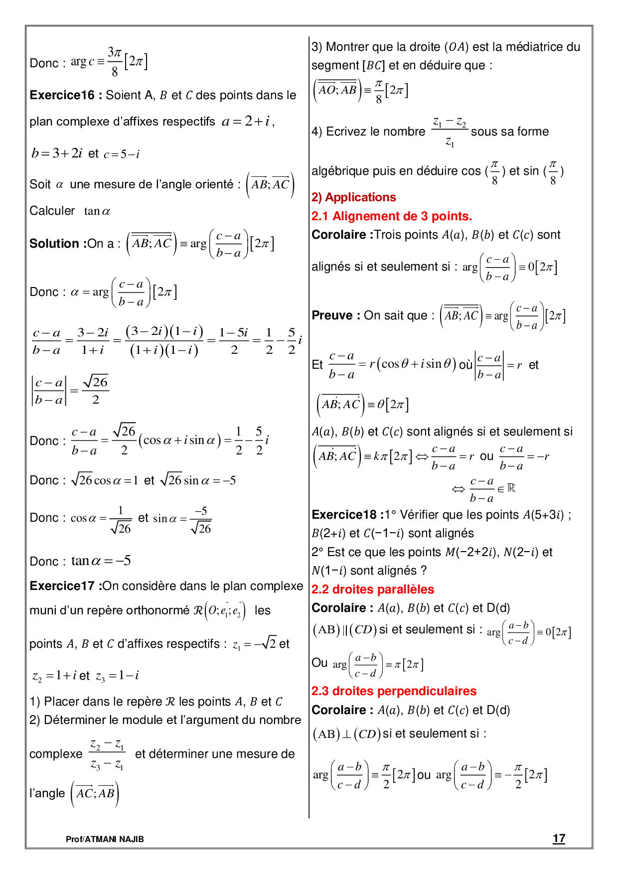 Nombres Complexes 1 - Cours Et Exercices Corrigés - AlloSchool