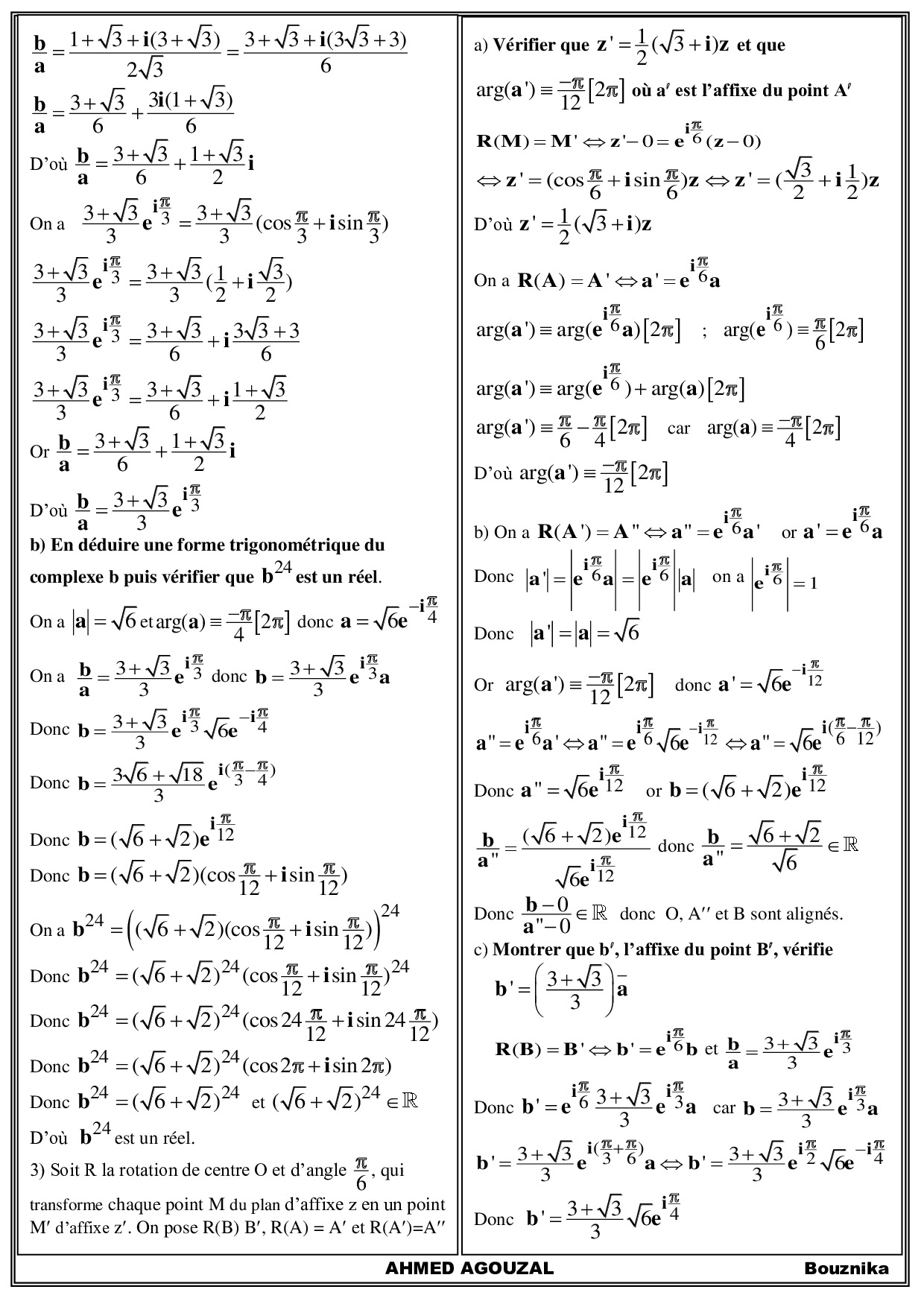 Examen National Maths Sciences Et Technologies Normale Corrig