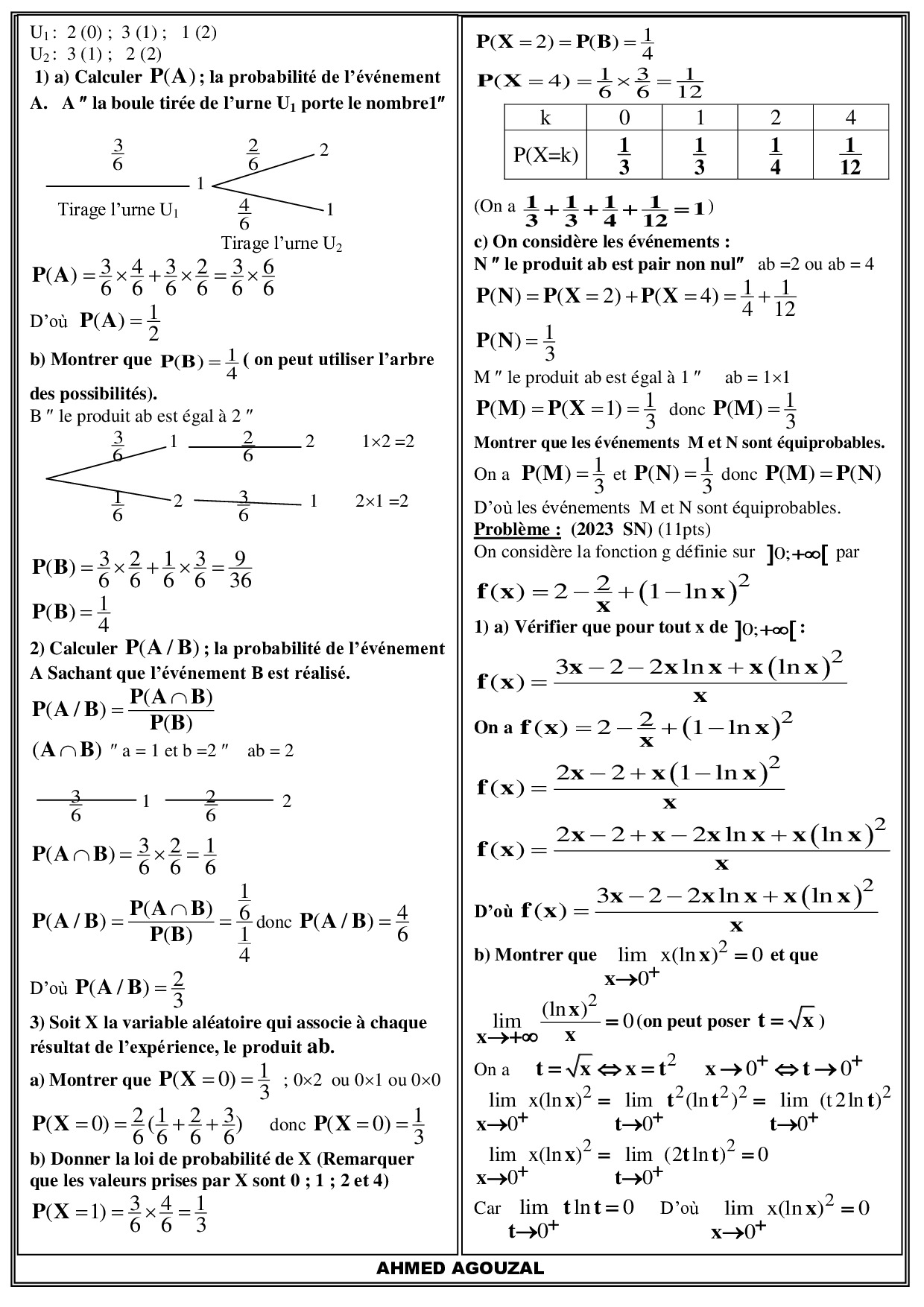 Examen National Maths Sciences Et Technologies 2023 Normale - Corrigé ...