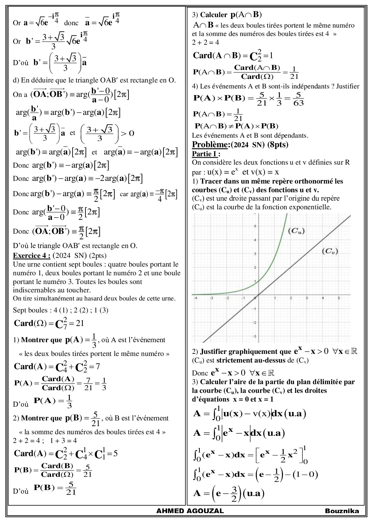 Examen National Maths Sciences Et Technologies 2024 Normale - Corrigé ...