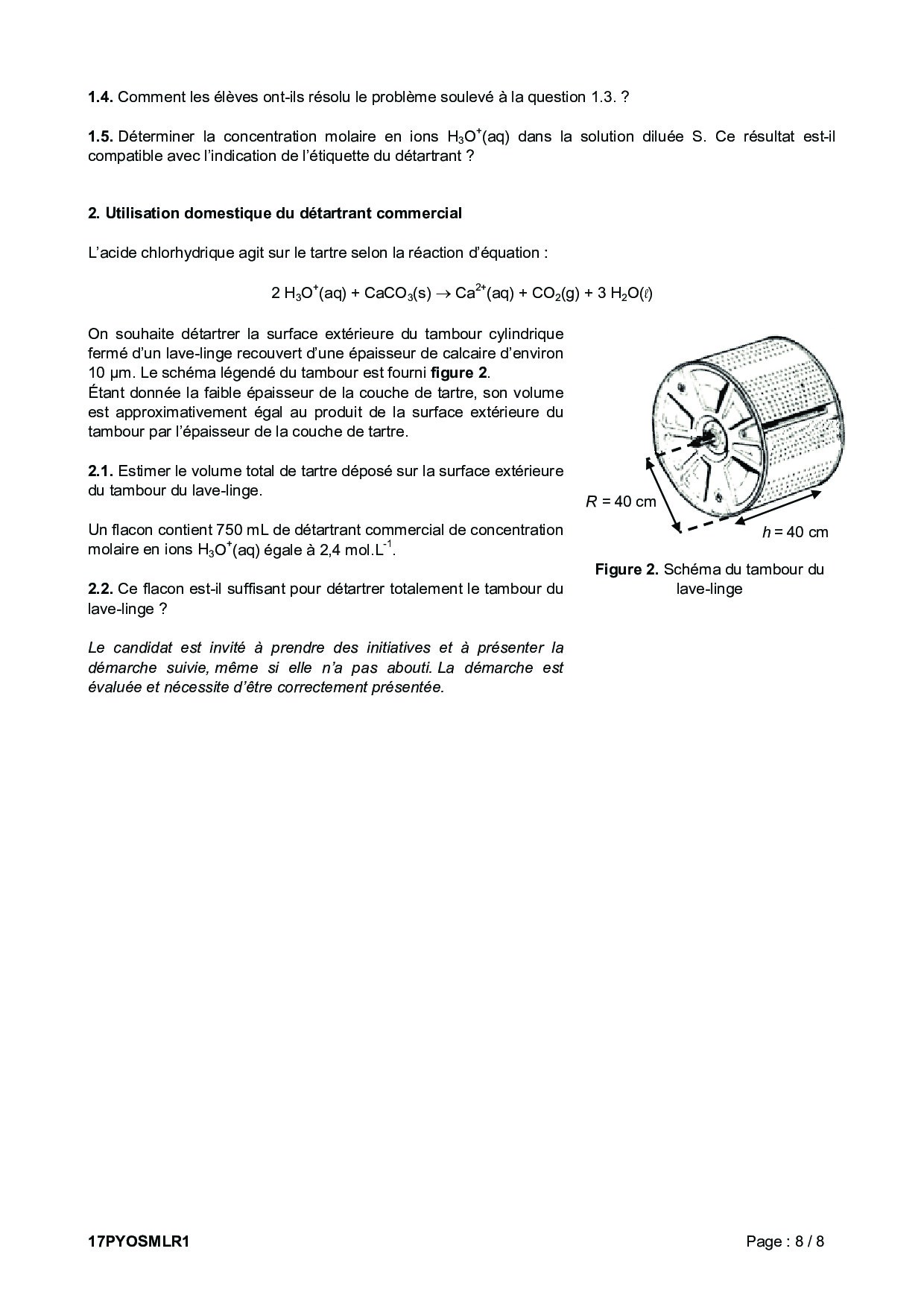 Bac S Physique Chimie Métropole 2017 - Sujet - AlloSchool