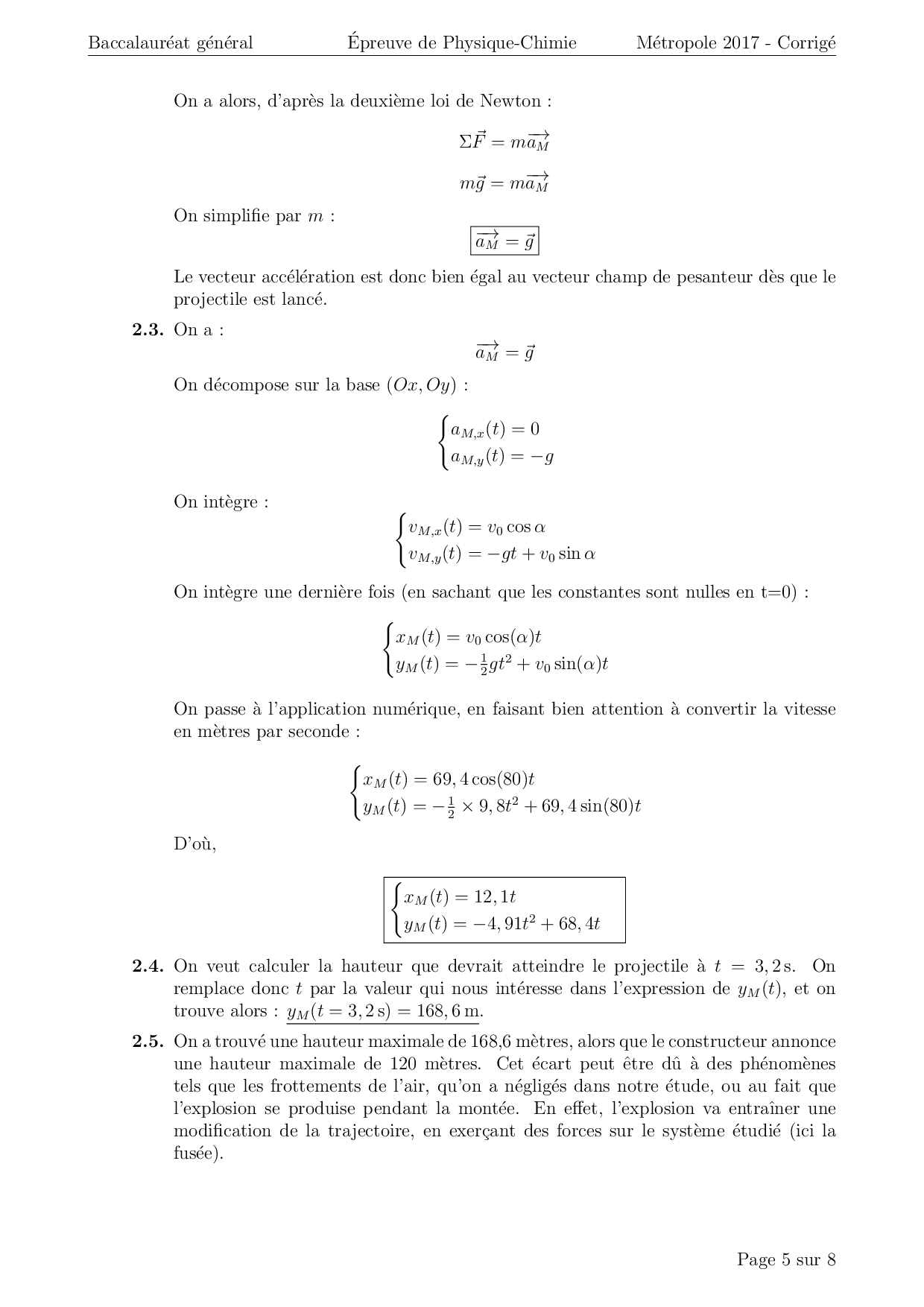 Bac S Physique Chimie Métropole 2017 - Corrigé - AlloSchool