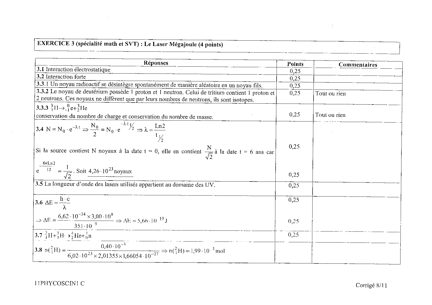 Bac S Physique Chimie (Spécialité) Pondichéry 2011 - Corrigé - AlloSchool