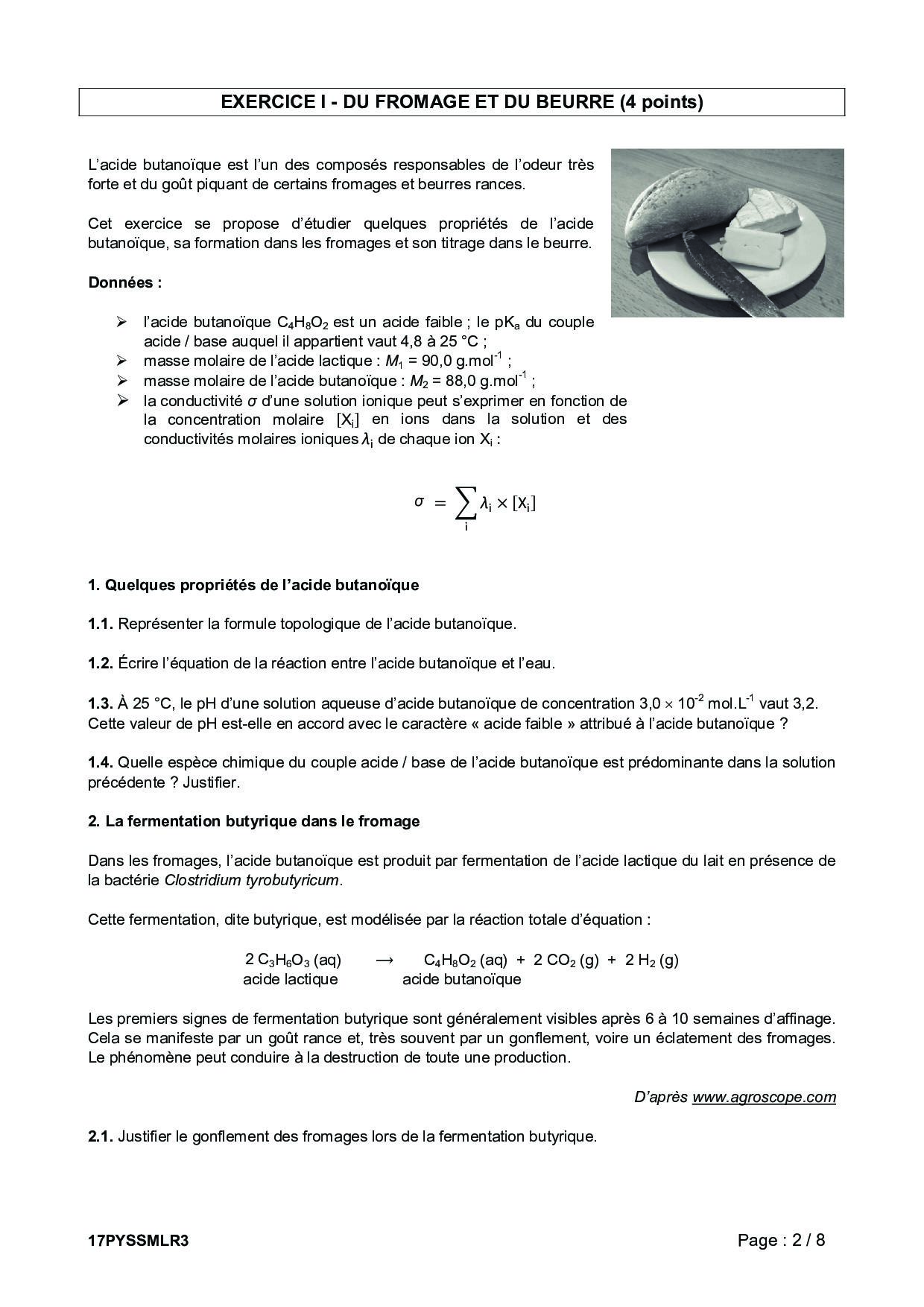 Bac S Physique Chimie (Spécialité) Métropole (Session De Remplacement ...