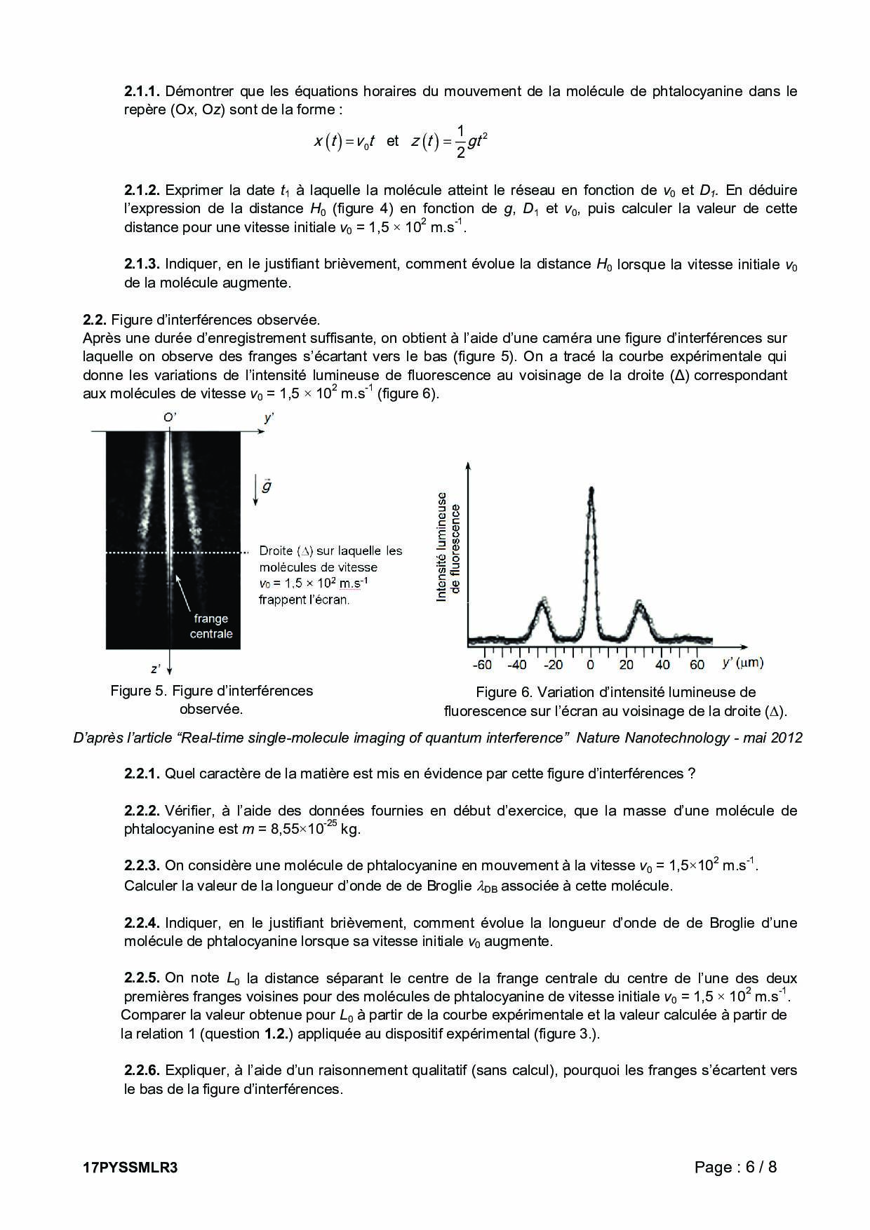 Bac S Physique Chimie (Spécialité) Métropole (Session De Remplacement ...