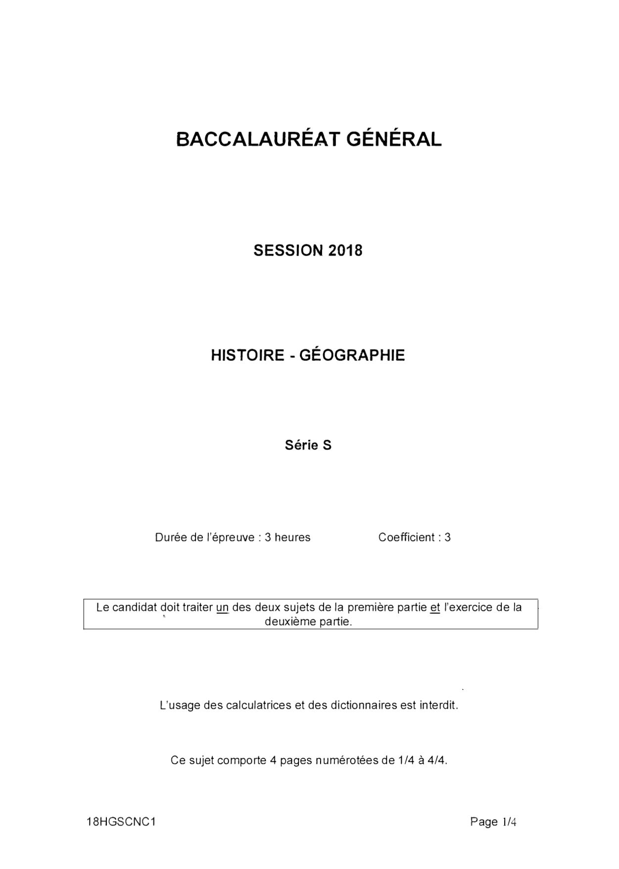 Bac S Histoire Geographie Nouvelle Caledonie 2018 Sujet Alloschool