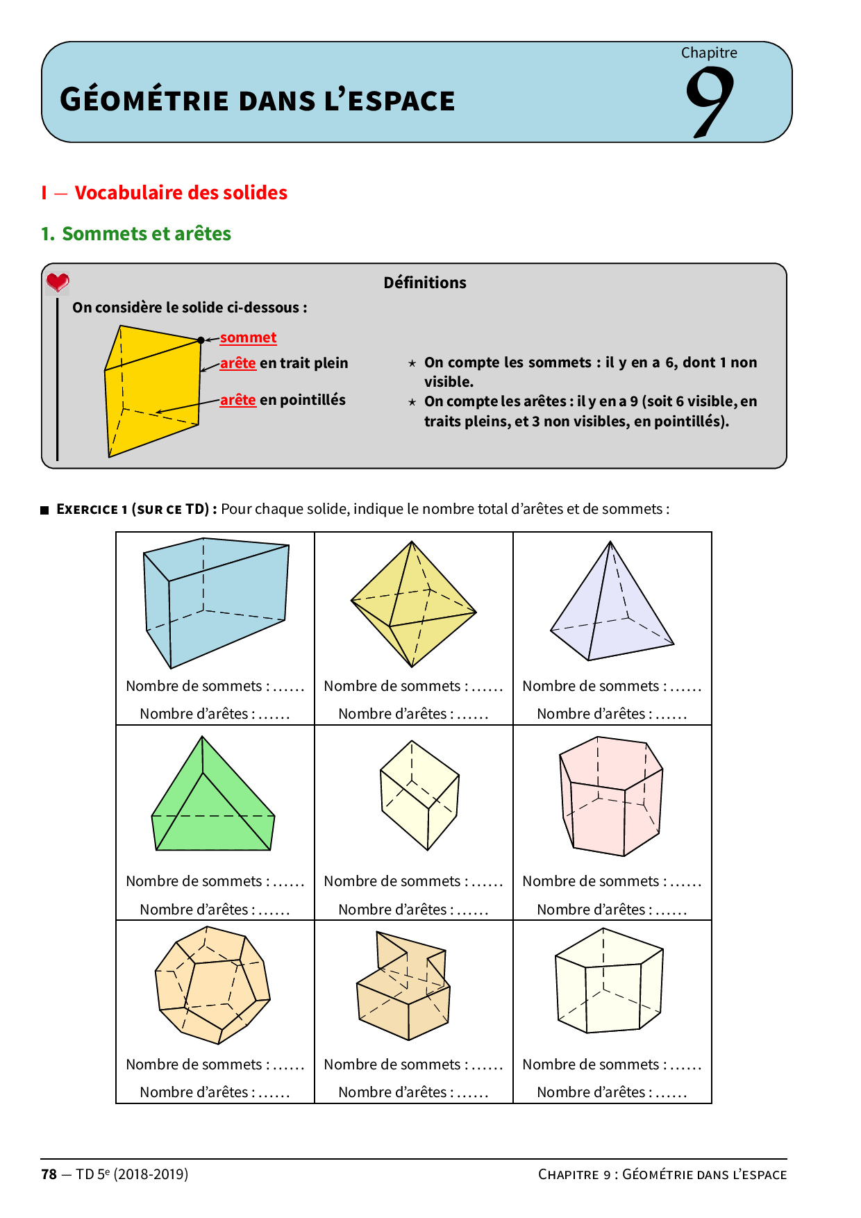 Exercices corrigés de géométrie dans l'espace - 2nd