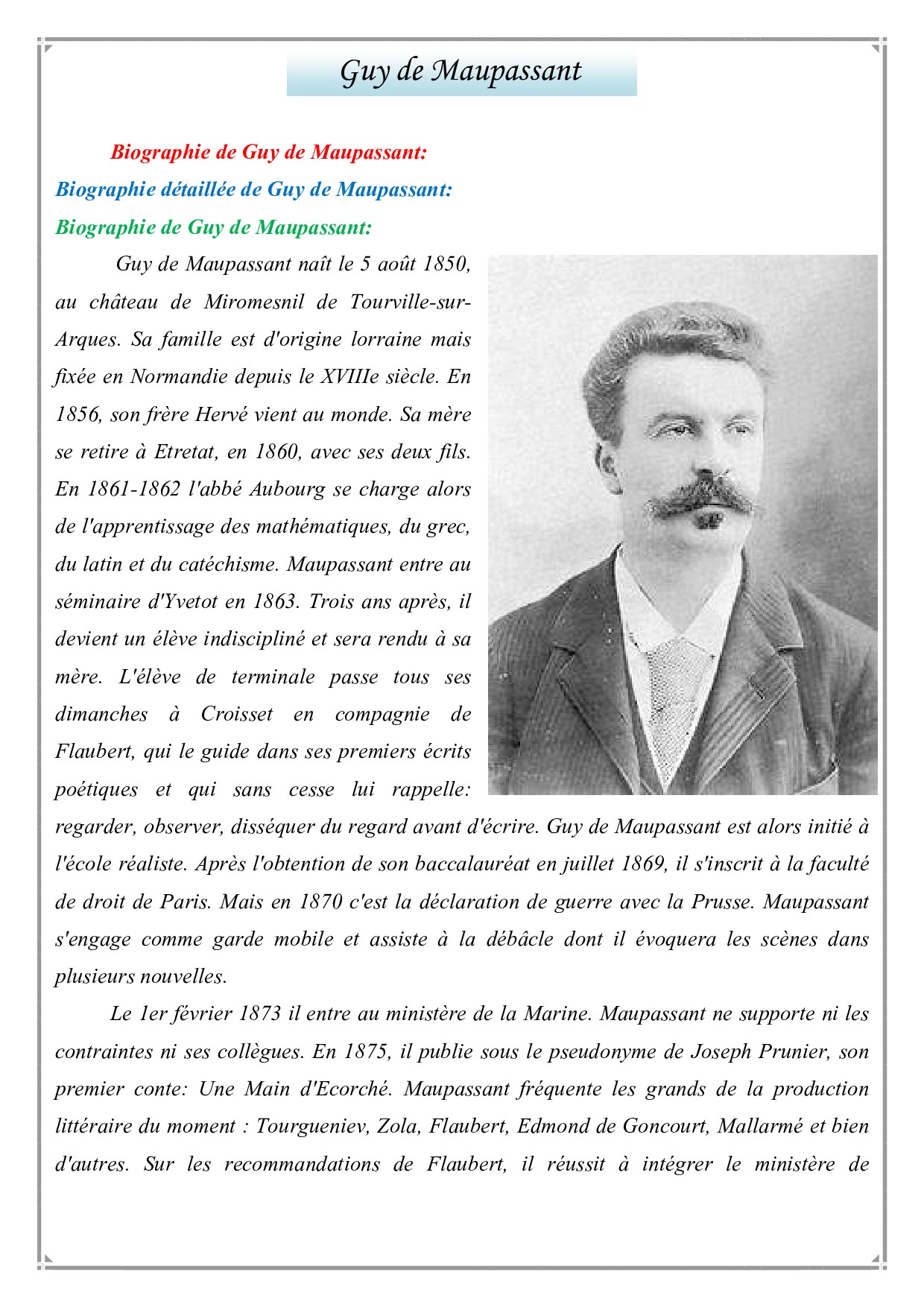 biography of guy de maupassant pdf