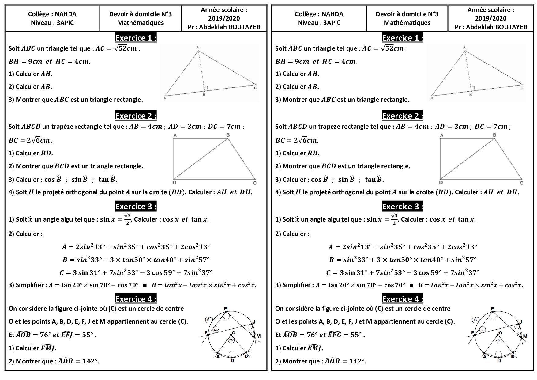 Devoir Maison Maths 3Eme | Ventana Blog