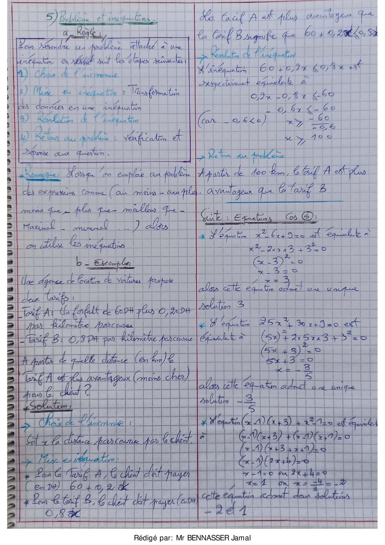 Équations Et Inéquations Du Premier Degré à Une Inconnue - Cours ...