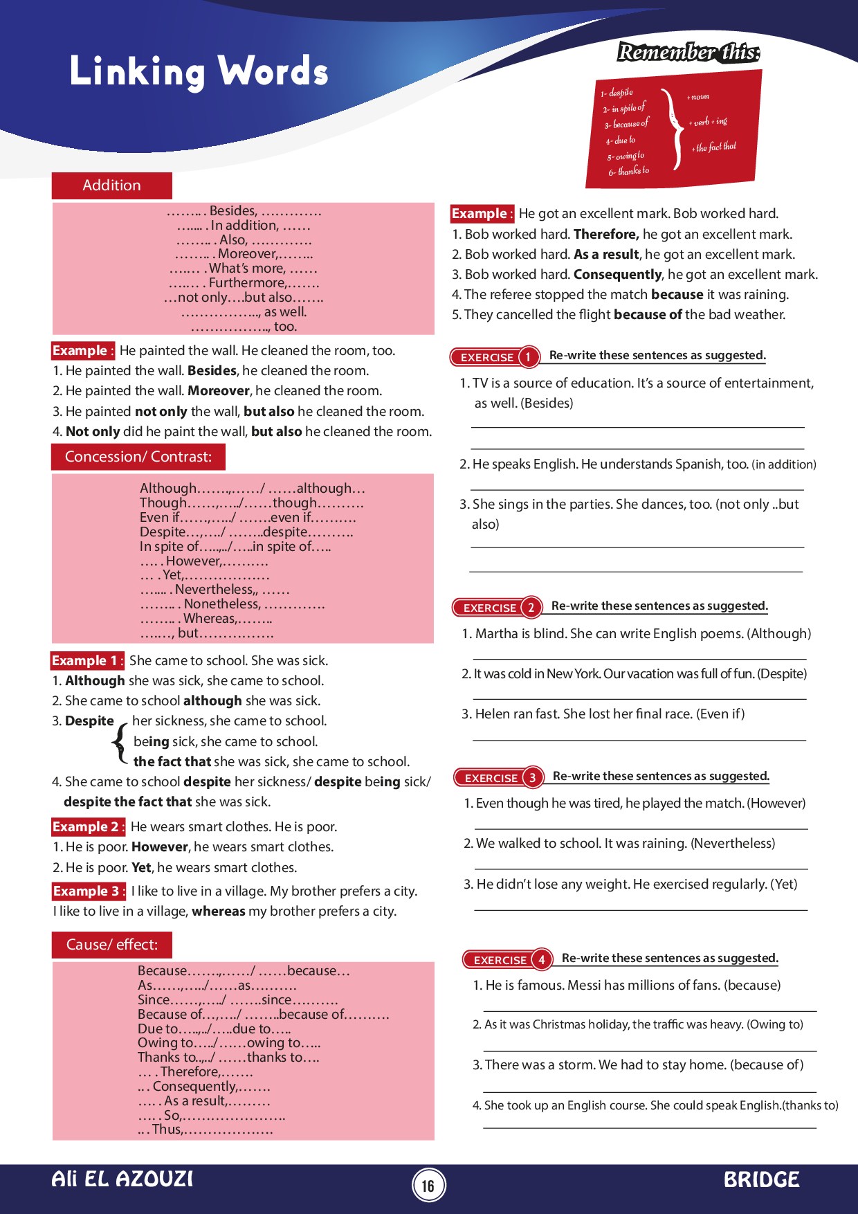 Quiz Exercises 4 Linking Words AlloSchool